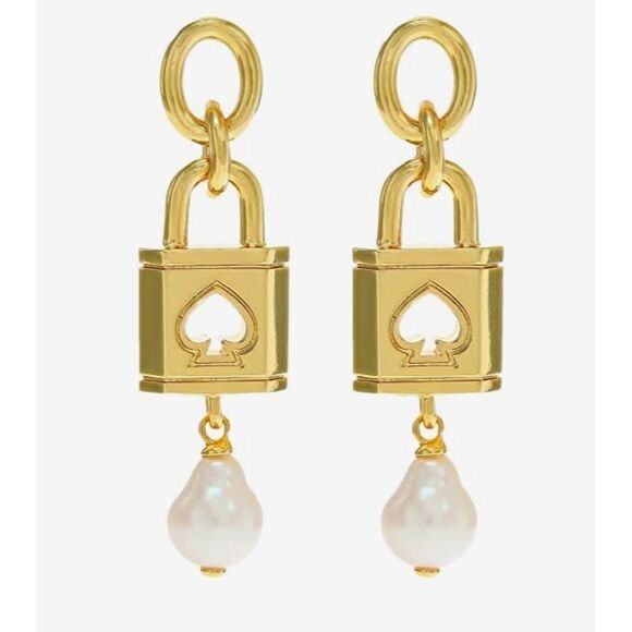 Kate Spade Lock and Spade pearl drop earrings NWT - Picture 1 of 6